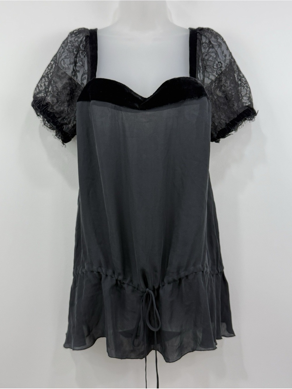 Gorgeous Express RARE Y2K Whimsigoth Goth Baddie Silk Babydoll Top